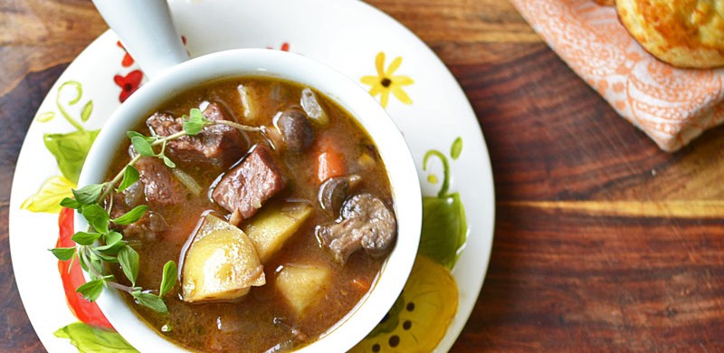Beef Stew with Bacon via littleferrarokitchen.com