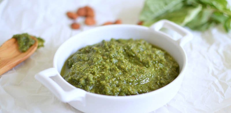 Basil Almond Pesto from littleferrarokitchen.com Basil Almond Pesto from littleferrarokitchen.com
