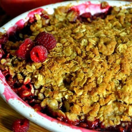 Fresh Raspberry and Apple Crumble with Lemon Zest and Sweet Oat Topping