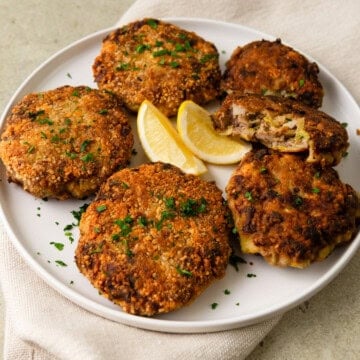 These Sephardic meat and leek fritters are called keftes de prassa and are fried and served with lemon.