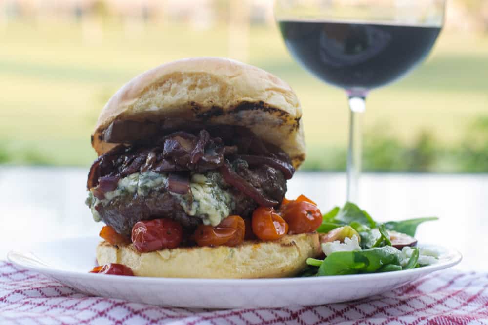 Burger with Blue Cheese and Caramelized Onions-image