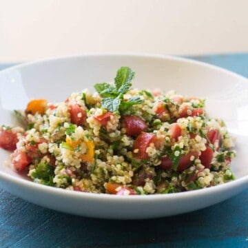 Quinoa tabbouleh is a healthy and hearty modern twist on the traditional taboulleh salad with quinoa instead of bulgar.