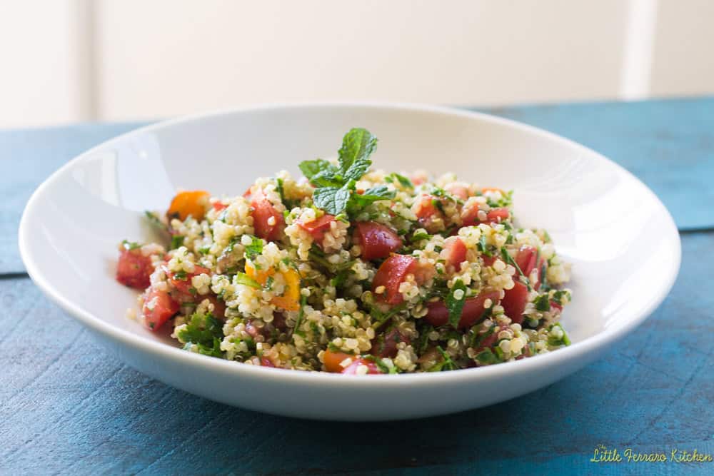 Quinoa tabbouleh is a healthy and modern twist on the traditional tabbouleh salad with parsley, mint and a light dressing of olive oil and lemon juice. 