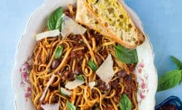 Linguini Puttanesca with Beaujolais Wine