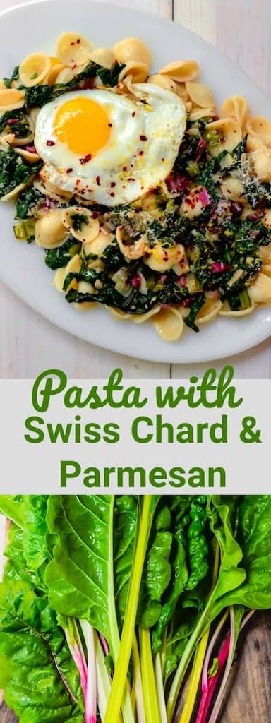 A simple chard pasta recipe, Orecchiette with Swiss Chard, Parmesan and fresh Lemon is light and quick to make for a weeknight dinner.