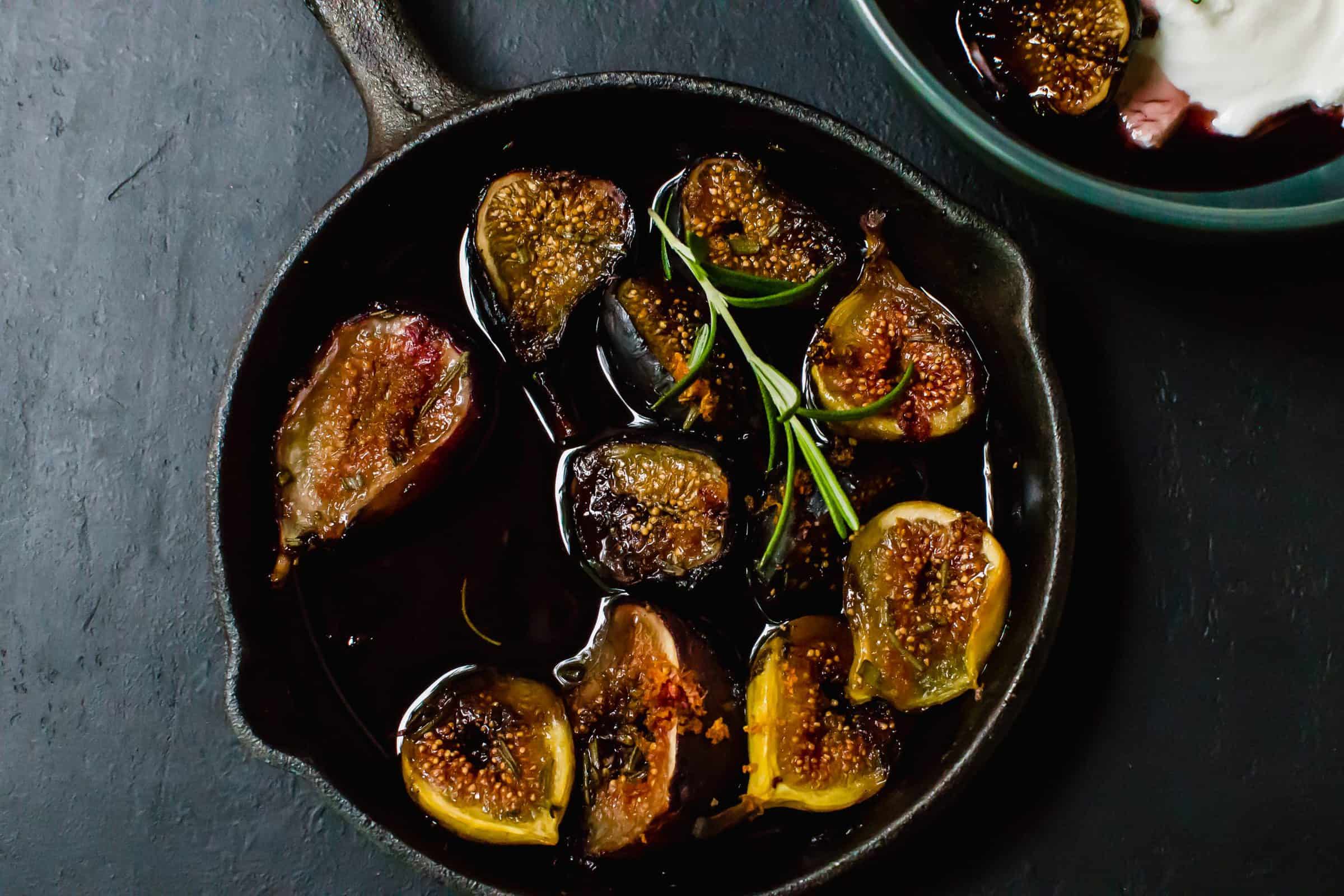 Red Wine Roasted Figs with Honey + Rosemary