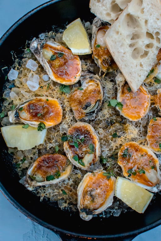 Charbroiled Oysters with Garlic Butter and Parmesan