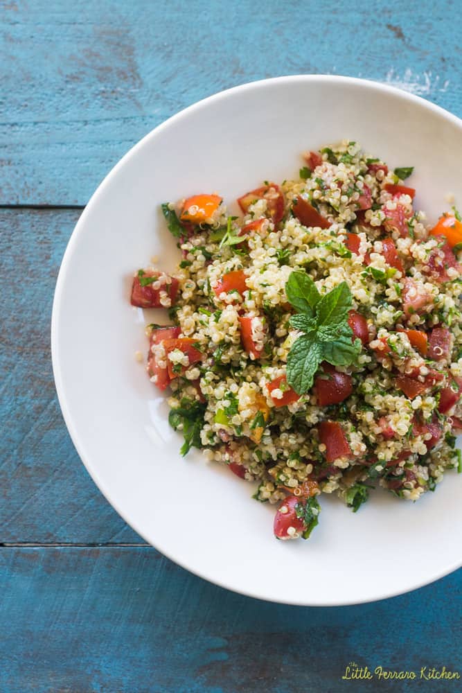 Quinoa tabbouleh is a healthy and modern twist on the traditional tabbouleh salad with parsley, mint and a light dressing of olive oil and lemon juice. 