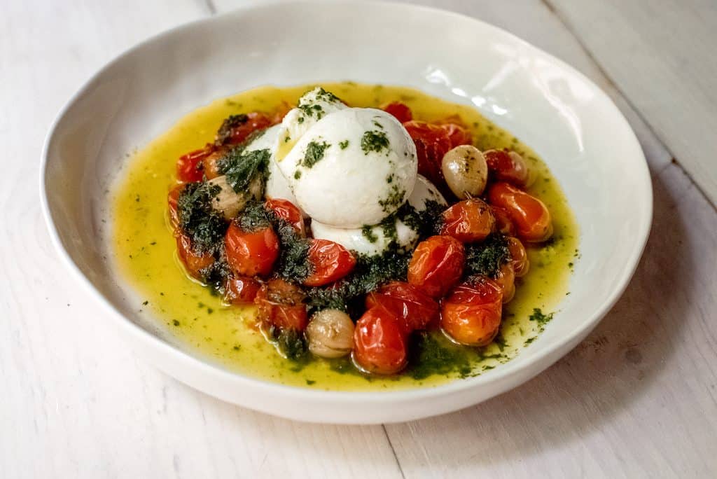 Roasted Tomatoes with Basil Oil and Burrata The Little Ferraro