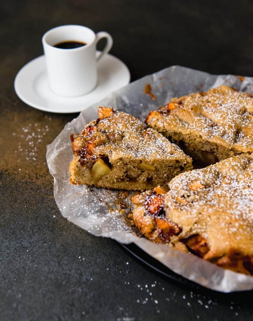 The perfect fall apple cake, seasoned with floral and earthy cardamom, bright orange zest and loaded with chunks of sweet apples. And perfect to serve alongside your favorite warm drink. 