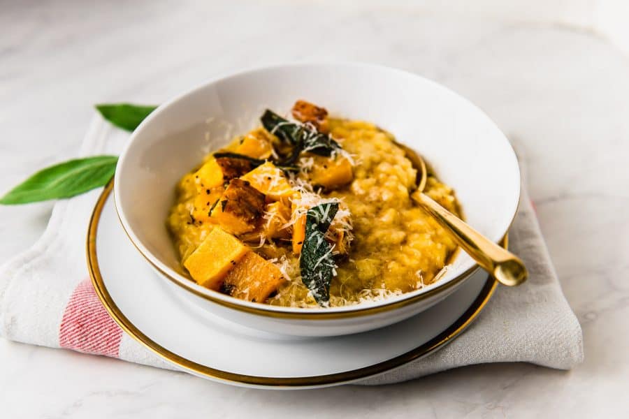 (Pressure Cooker) Butternut Squash Risotto with Saffron and Brown
