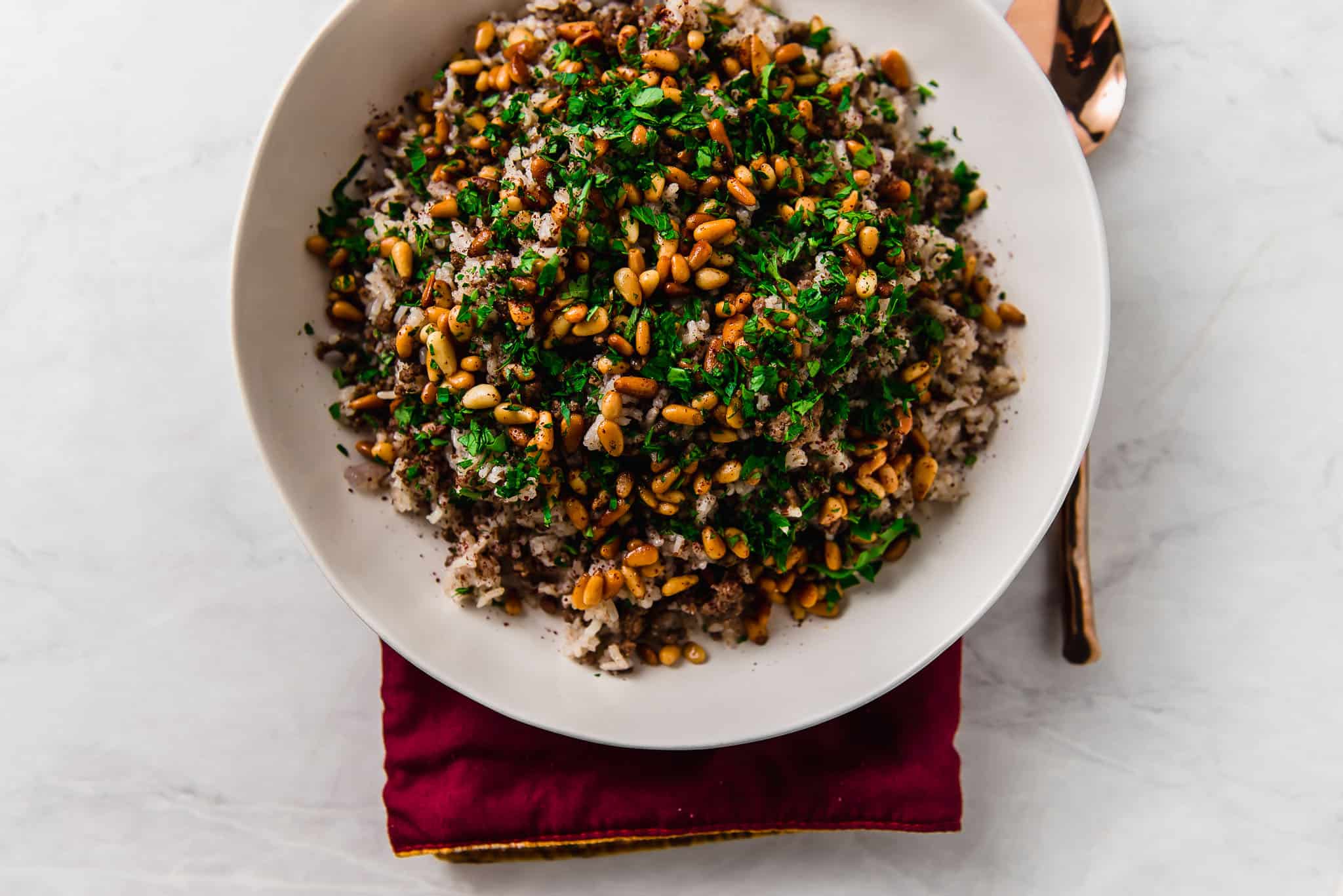 Lebanese Hashweh Rice Spiced Rice With Ground Beef And Pine Nuts