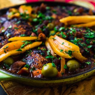 A flavorful weeknight chicken tagine recipe made in nearly 30 minutes. With just a handful of bold spices, salty preserved lemons and buttery olives.