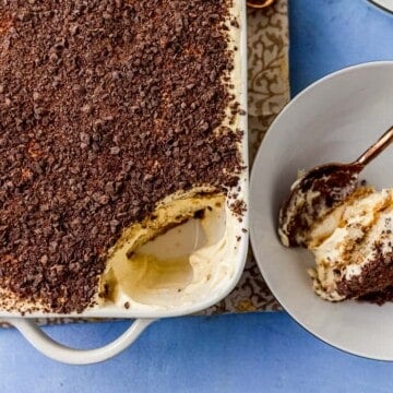 Classic tiramisu recipe layered with flavors of espresso and amaretto for an extra pop of flavor. Creamy, decadent and slightly nutty from the almond liquor, this is a recipe everyone should have in their repertoire.