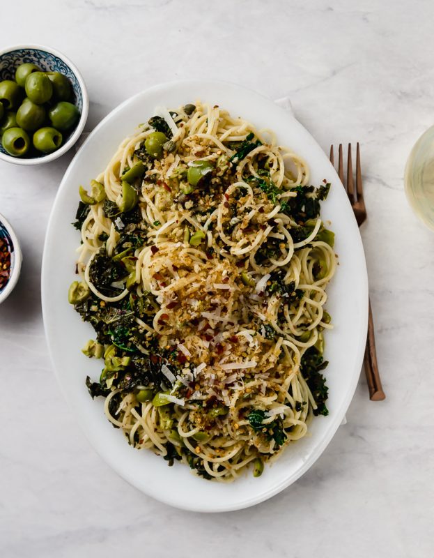 Kale Pasta with Capers and Olives The Little Ferraro Kitchen