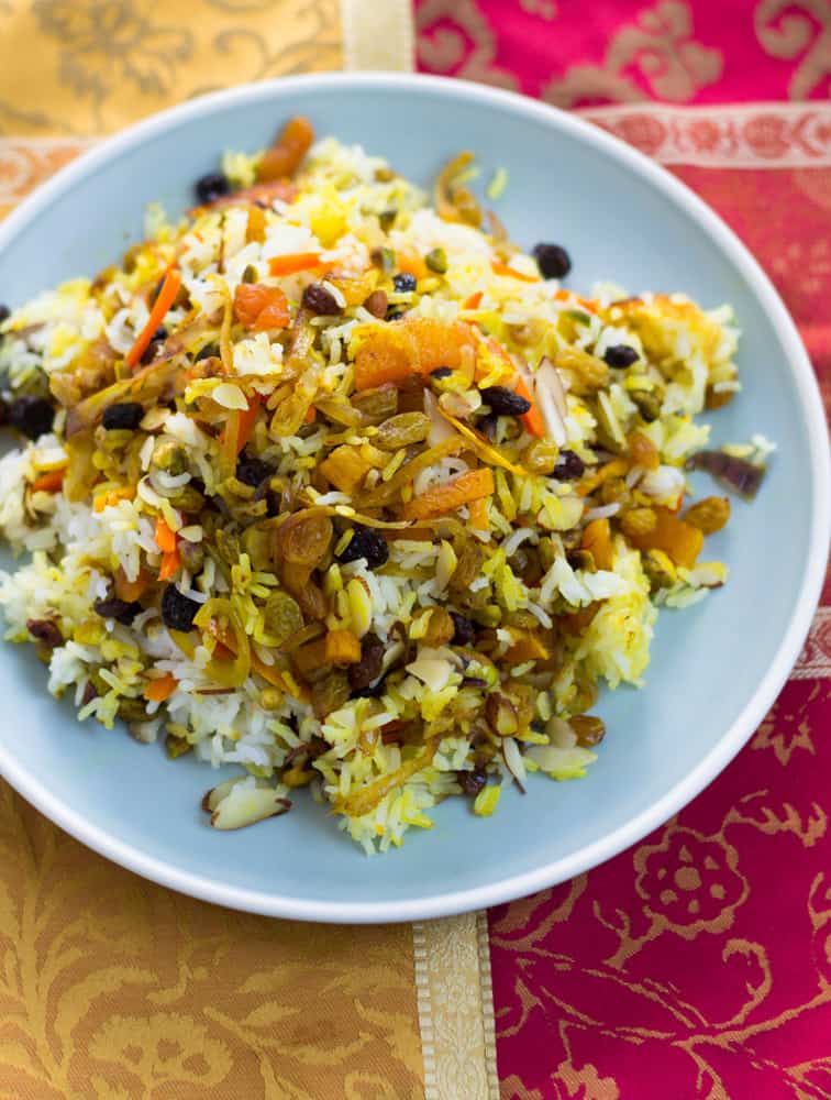 Persian jeweled rice is gorgeous with specks of candied orange, pistachios and saffron A feast for both the eyes and pallet.