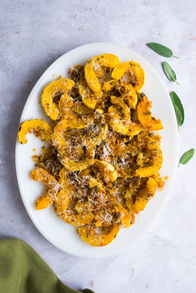 Panko Crusted Delicata Squash with Sage and Parmesan