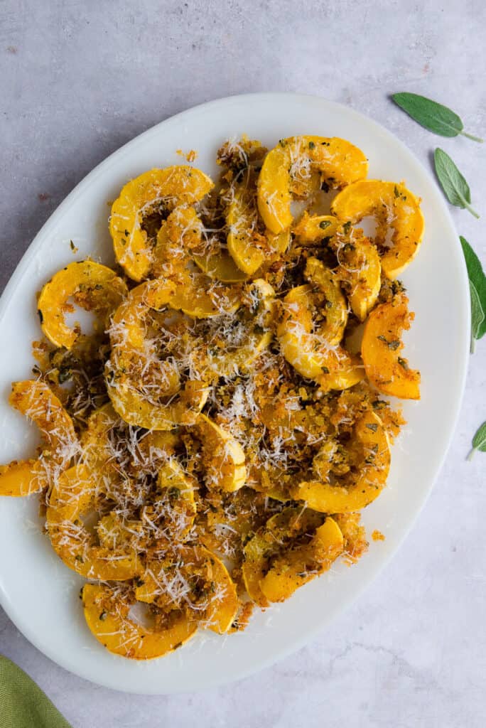 Parmesan Delicata Squash with Sage and Pako Breadcrumbs