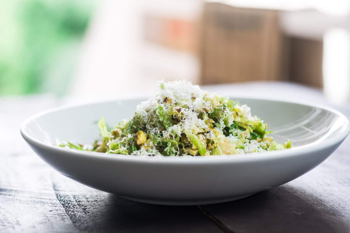 Parmesan Shaved Brussels Sprouts Salad with Pistachios