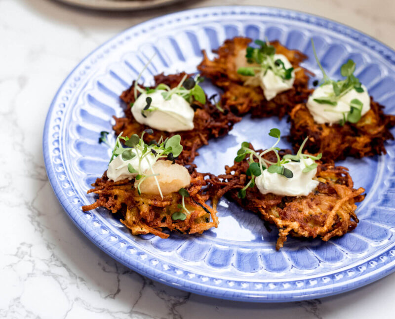 Salt and Vinegar Potato Latkes with Chive Sour Cream