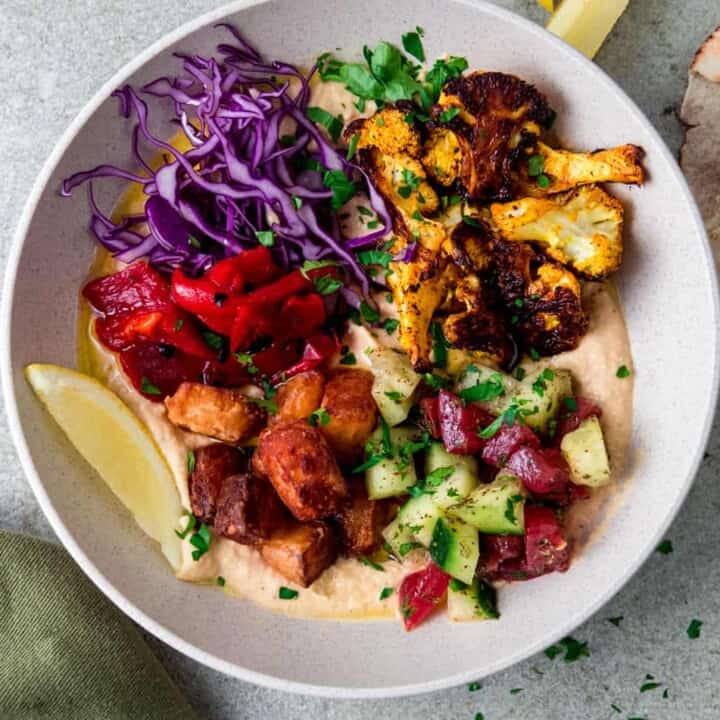 Mediterranean Hummus Bowl with Fried Halloumi The Little Ferraro Kitchen