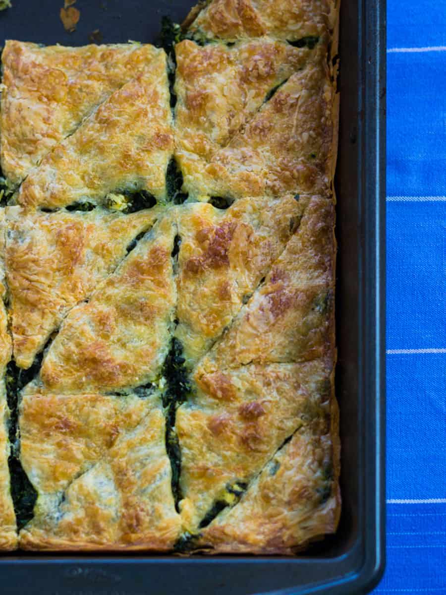 Turkish borek recipe with spinach, feta and herb filling.