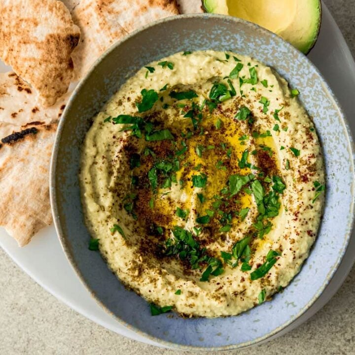 Creamy Avocado Hummus with Za'atar