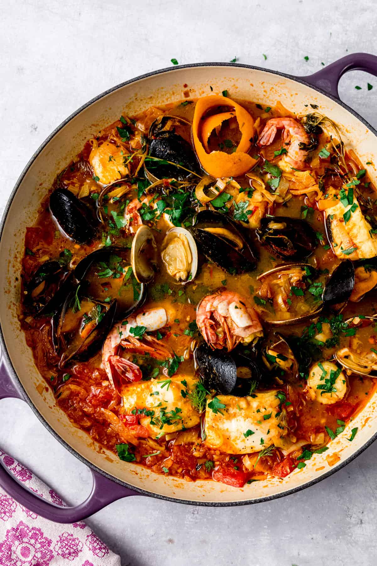French seafood stew with tomatoes, fennel and saffron.