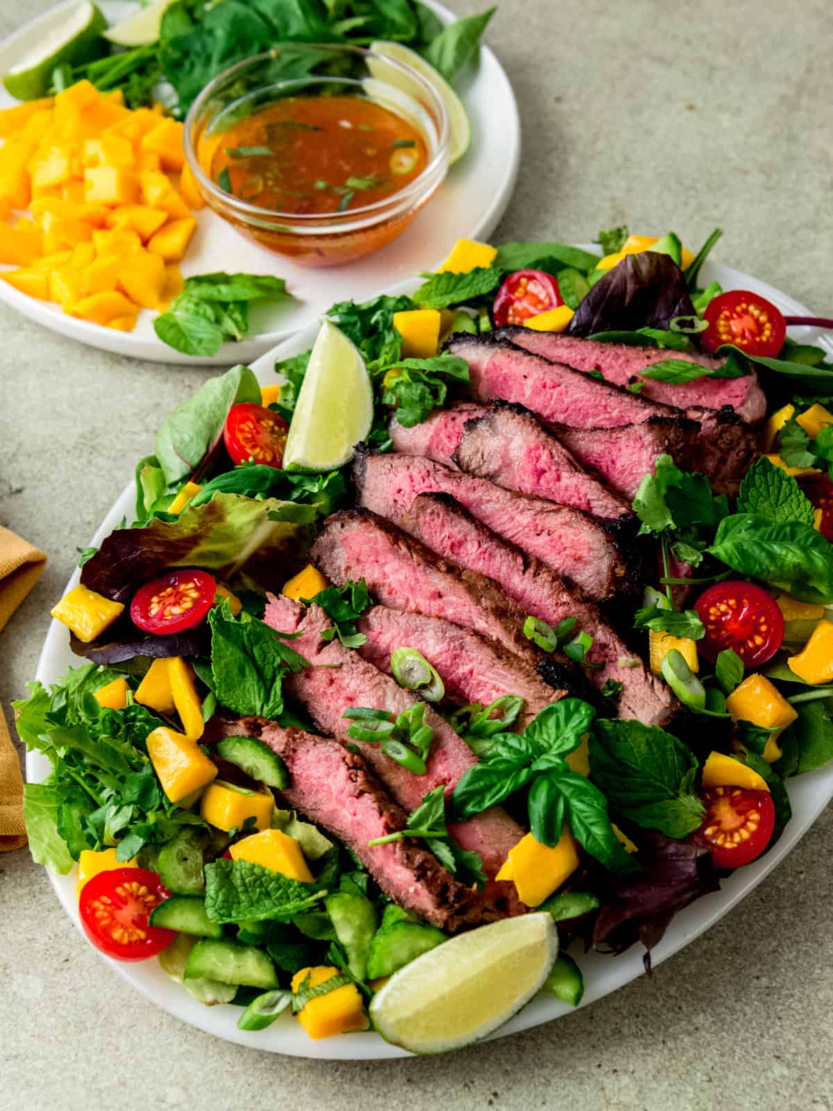 Thai beef salad with mint and chili lime dressing.