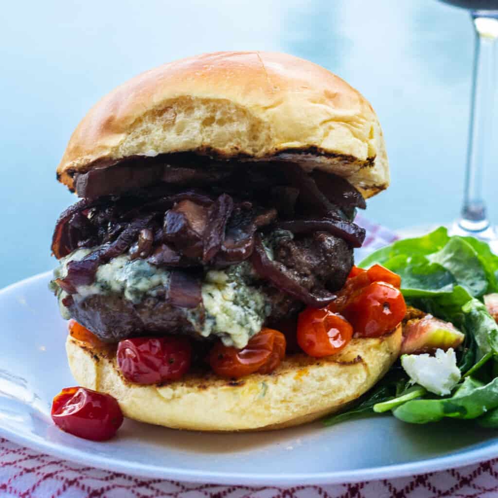Blue Cheese Burger with Caramelized Onions The Little Ferraro Kitchen