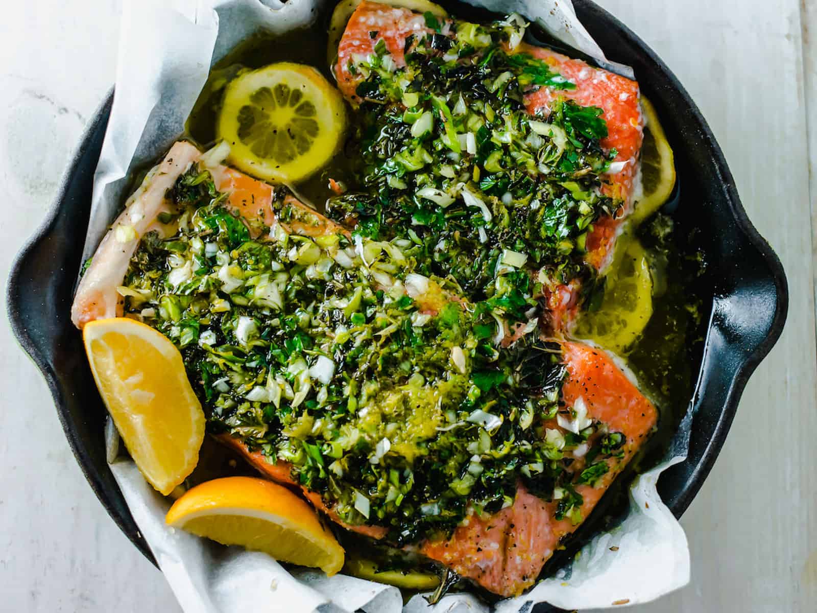 Fresh herb and lemon crusted salmon recipe.