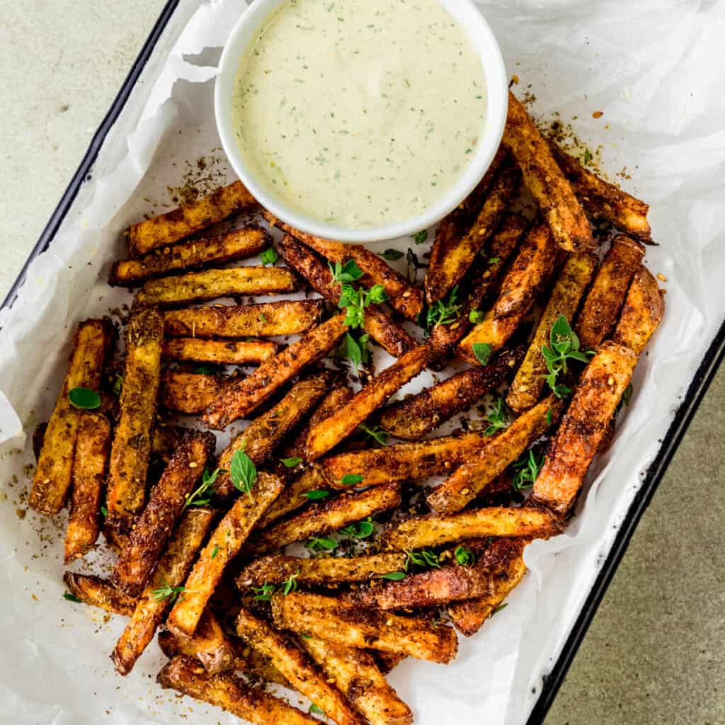 Greek Fries with Feta and Tzatziki - The Little Ferraro Kitchen