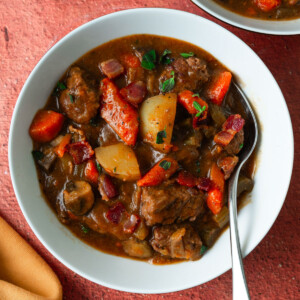 Beef stew with bacon recipe.