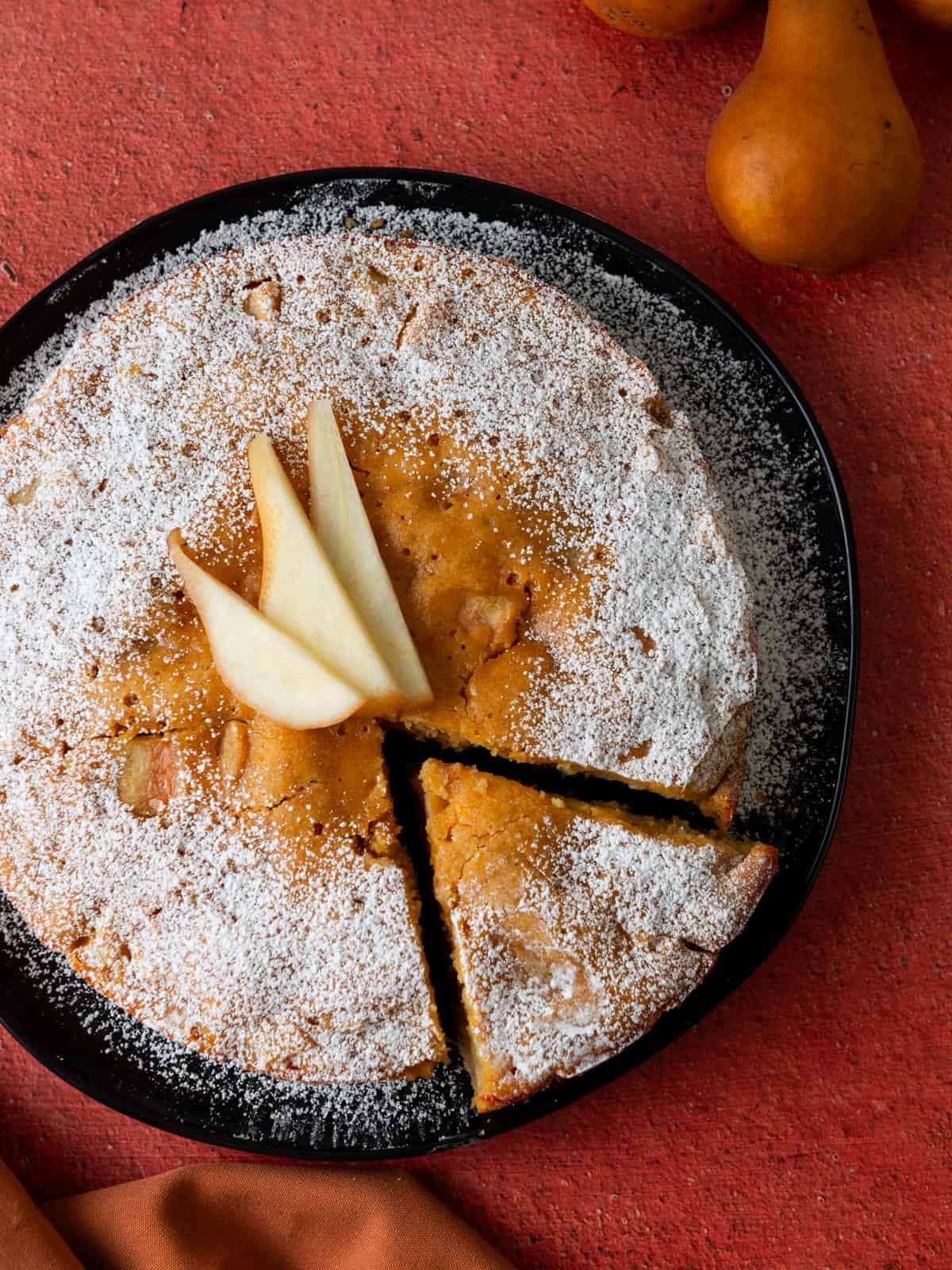 Pear cake with ginger and olive oil.
