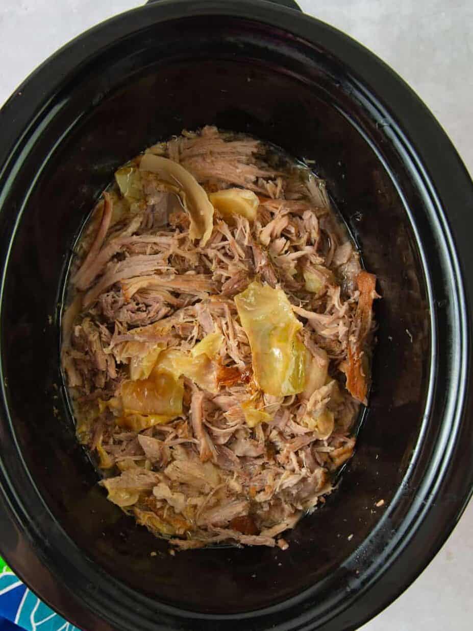 Slow cooker kalua pork and cabbage.