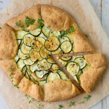 Savory zucchini galette with fresh thyme.