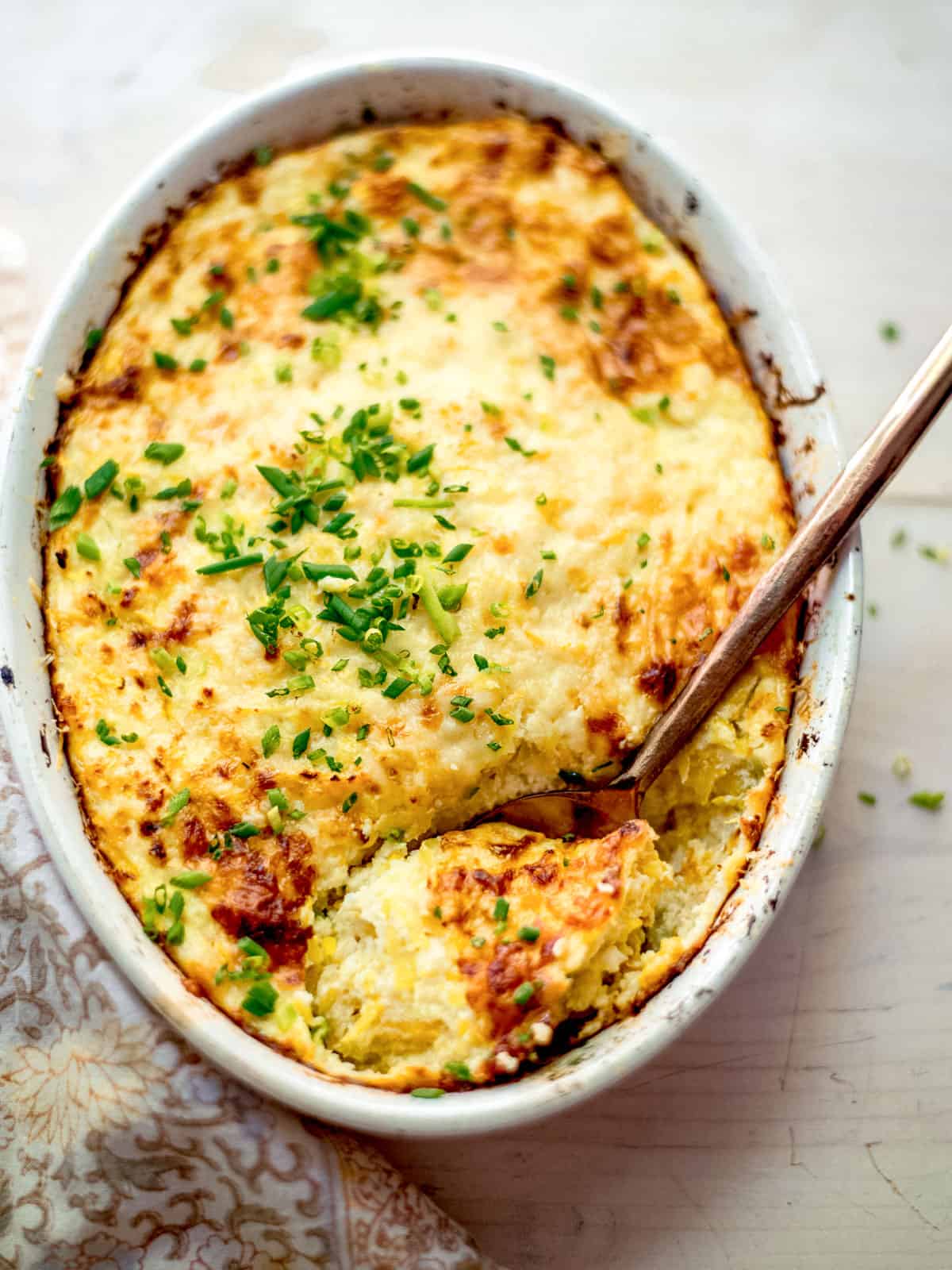 Yellow squash pie with ricotta and Parmesan.