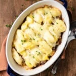 Tartiflette is a French casserole layered with potatoes, cheese and caramelized onions.