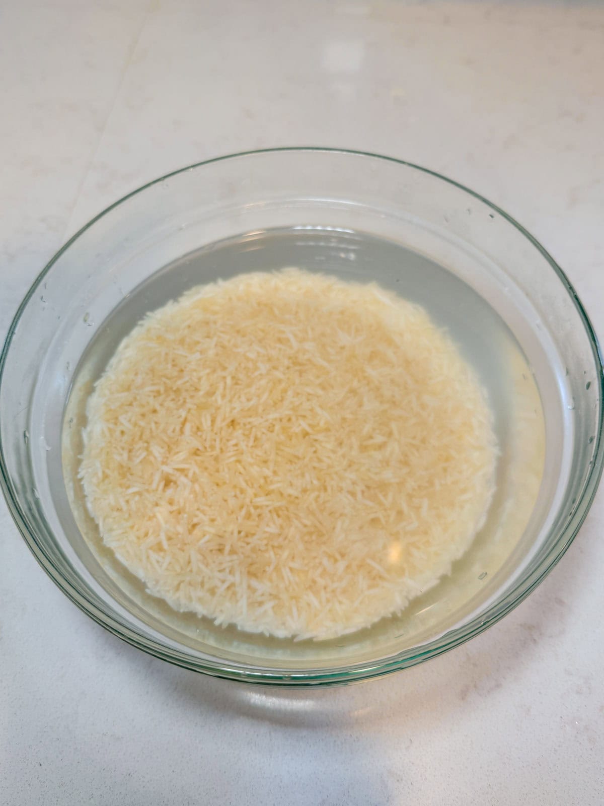 Soak the basmati rice before cooking.