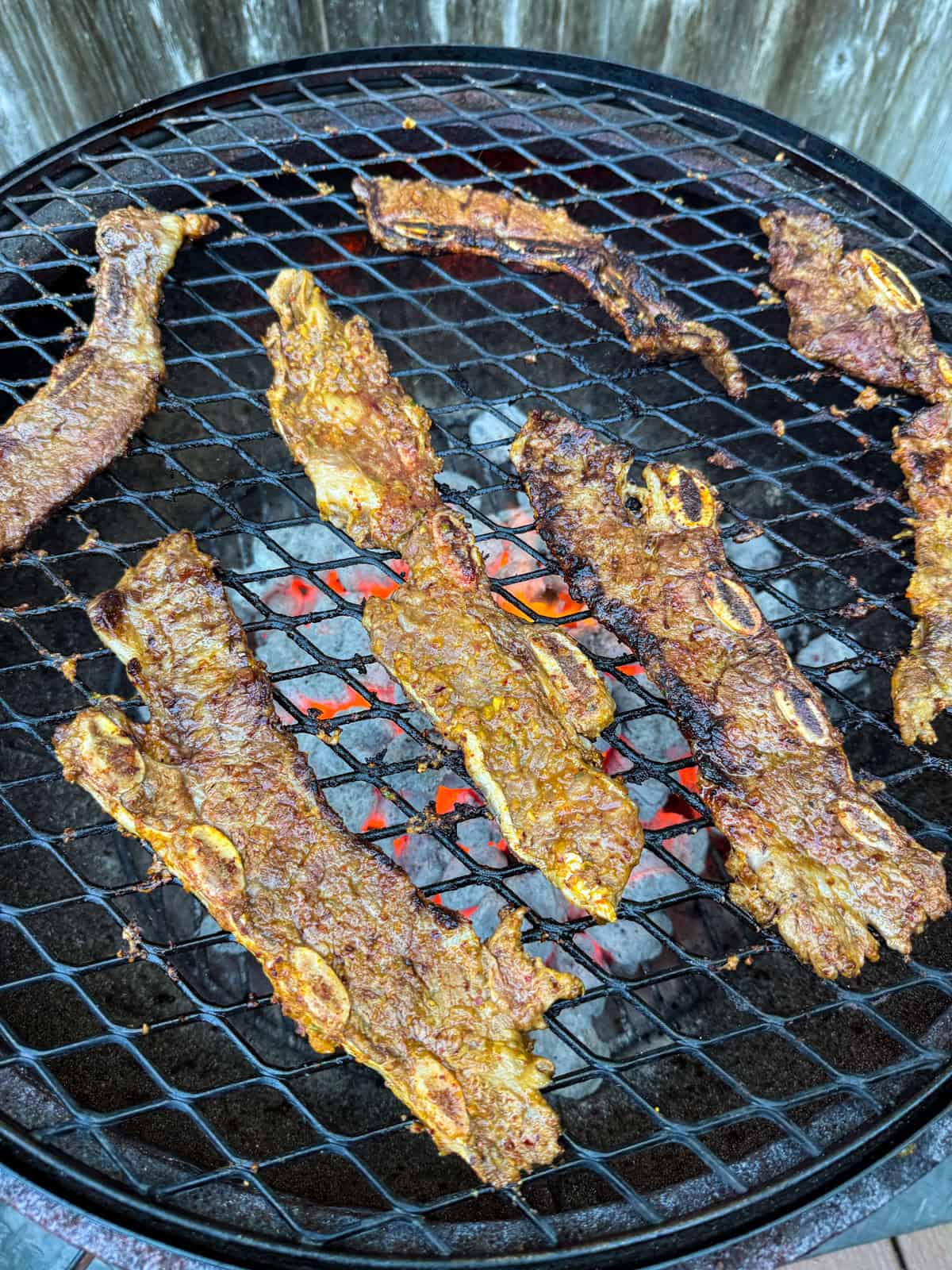 Grill the kalbi ribs on each side until charred and cooked through.
