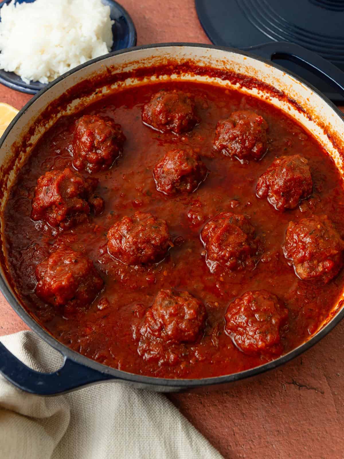 These Jewish style sweet and sour meatballs are a classic Jewish recipe with beef meatballs simmered in a tangy and slightly sweet tomato sauce.