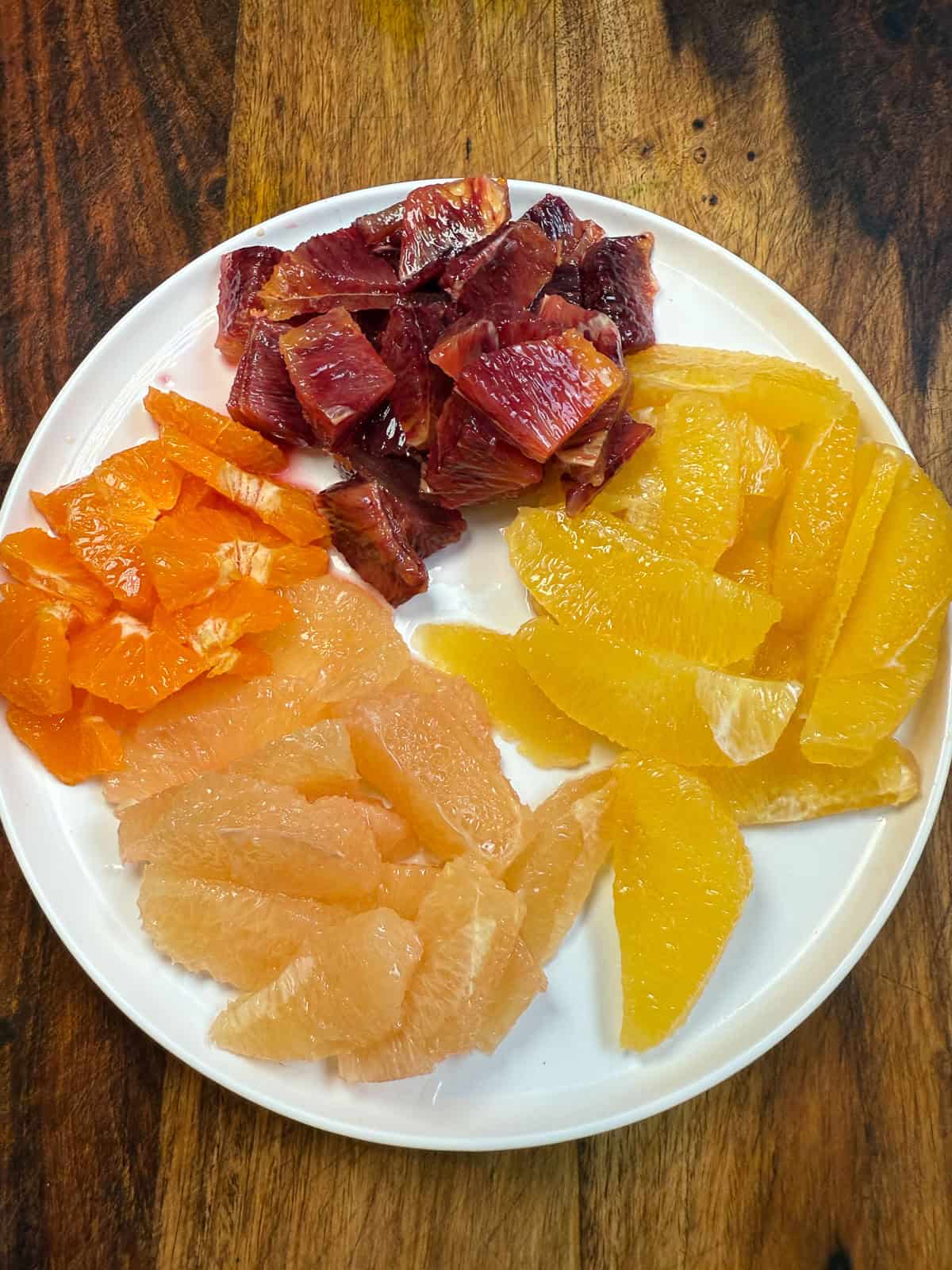 Segment different varieties of citrus for the citrus fennel salad.