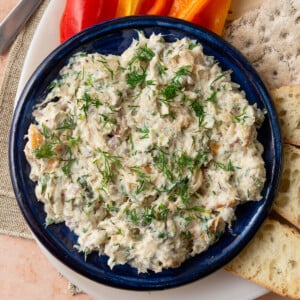 Smoked trout dip with capers, dill and lemon.