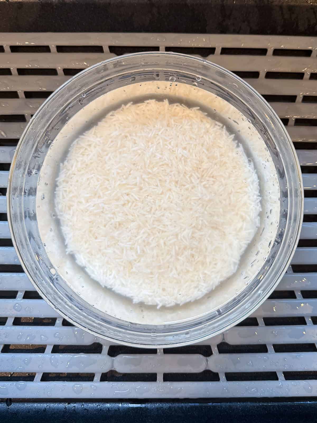 Rinse the basmati rise several times until the water is clear.