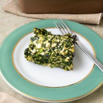 This easy spinach pie is a Sephardic recipe made with spinach, ricotta cheese, feta cheese and Parmesan.