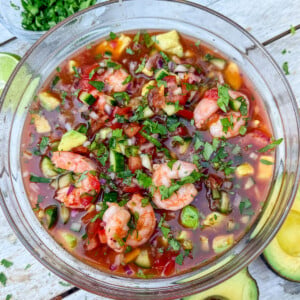 Mexican shrimp cocktail recipe with clamato juice.