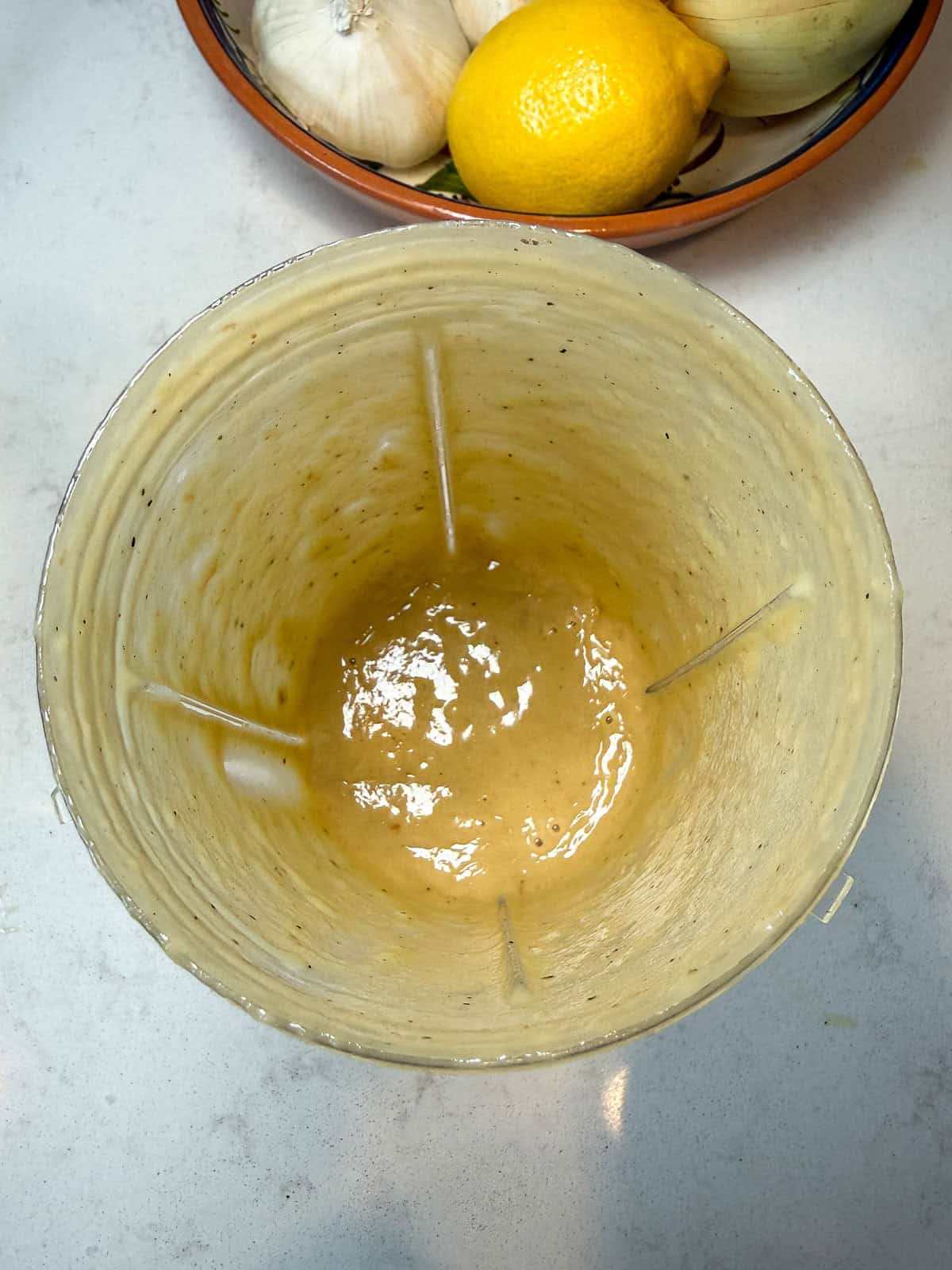 Blend the caramelized shallot dressing ingredients until smooth.